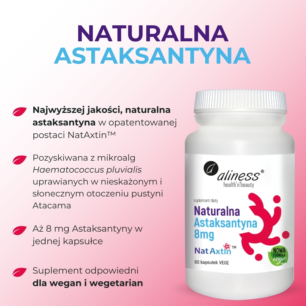 Aliness Naturalna Astaksantyna Nat Axtin 8 mg - 60 kapsułek