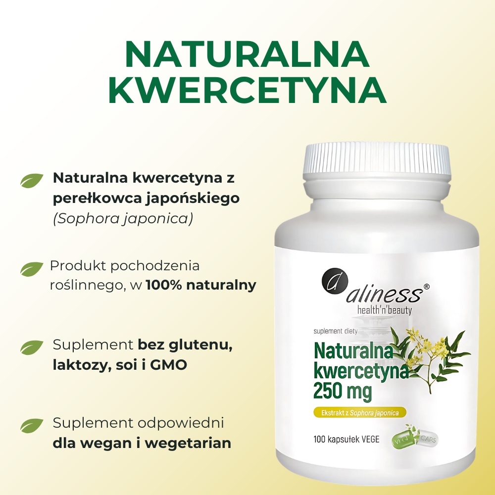 Aliness Naturalna kwercetyna 250 mg - 100 vege kapsułek