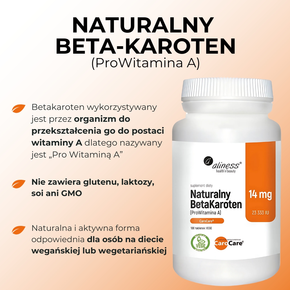 Aliness - Naturalny BetaKaroten 14 mg - 100 tabletek