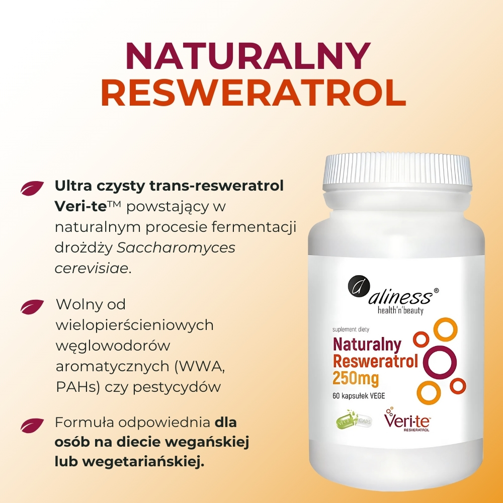 Aliness - Naturalny Resweratrol Veri-Te 250 mg - 60 kapsułek