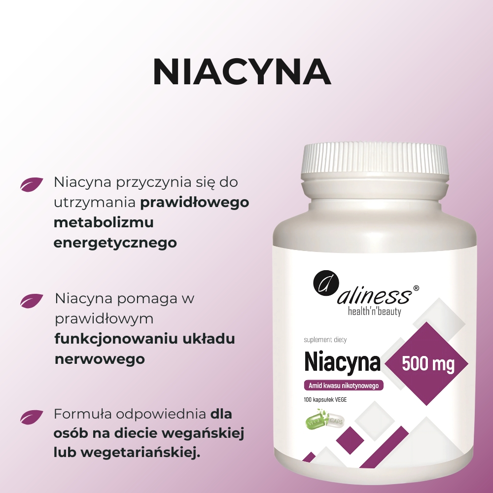 Aliness - Niacyna 500 mg - 100 kapsułek