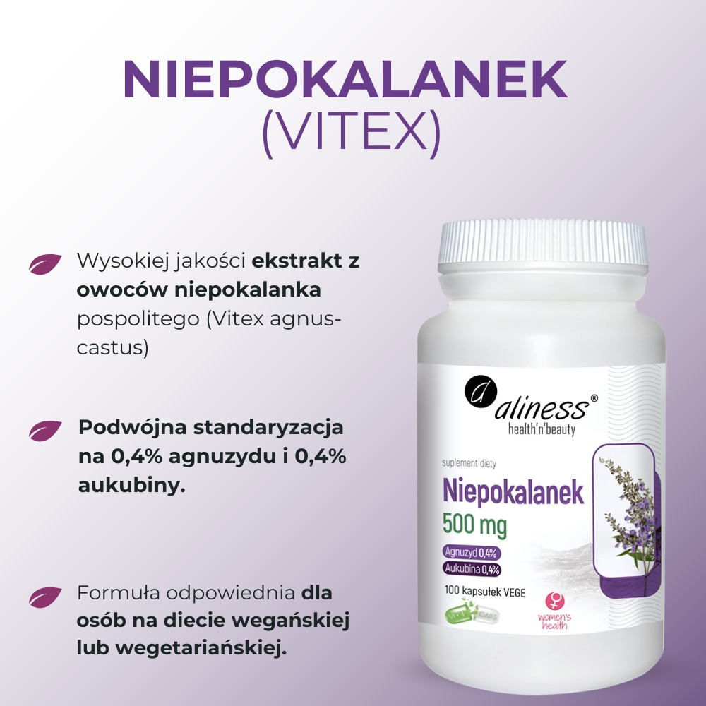 Aliness - Niepokalanek 500 mg (Vitex agnus-castus) - 100 kapsułek