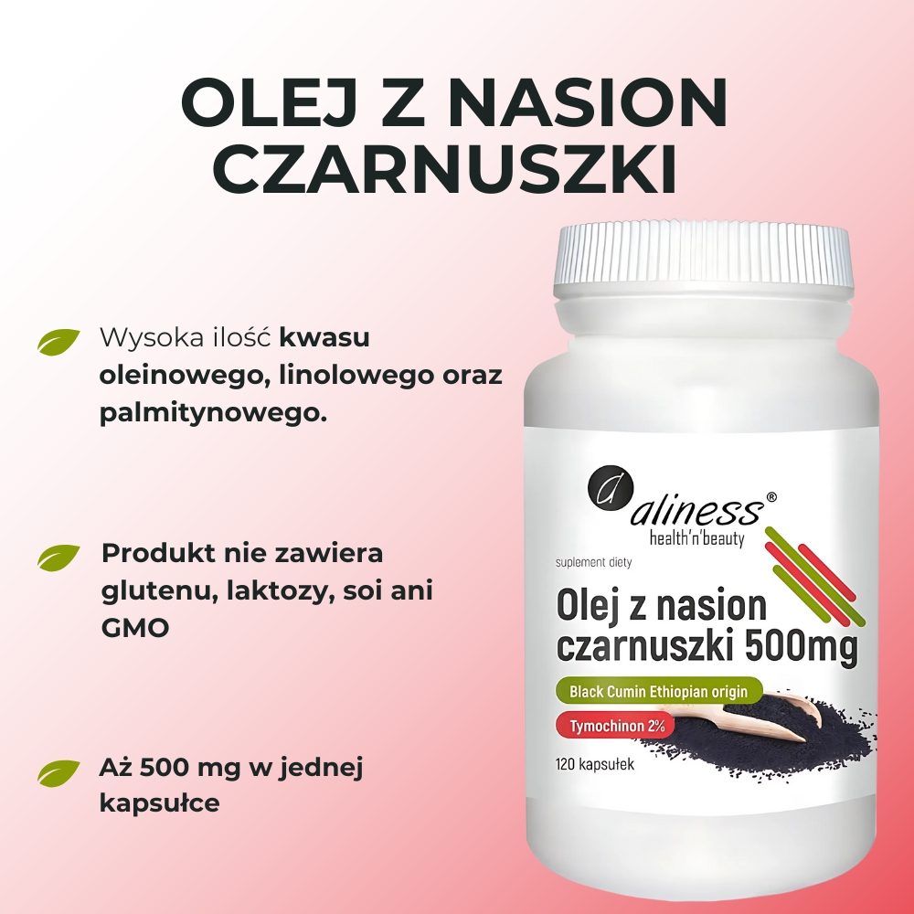 Aliness - Olej z nasion czarnuszki 2% 500 mg - 120 kapsułek