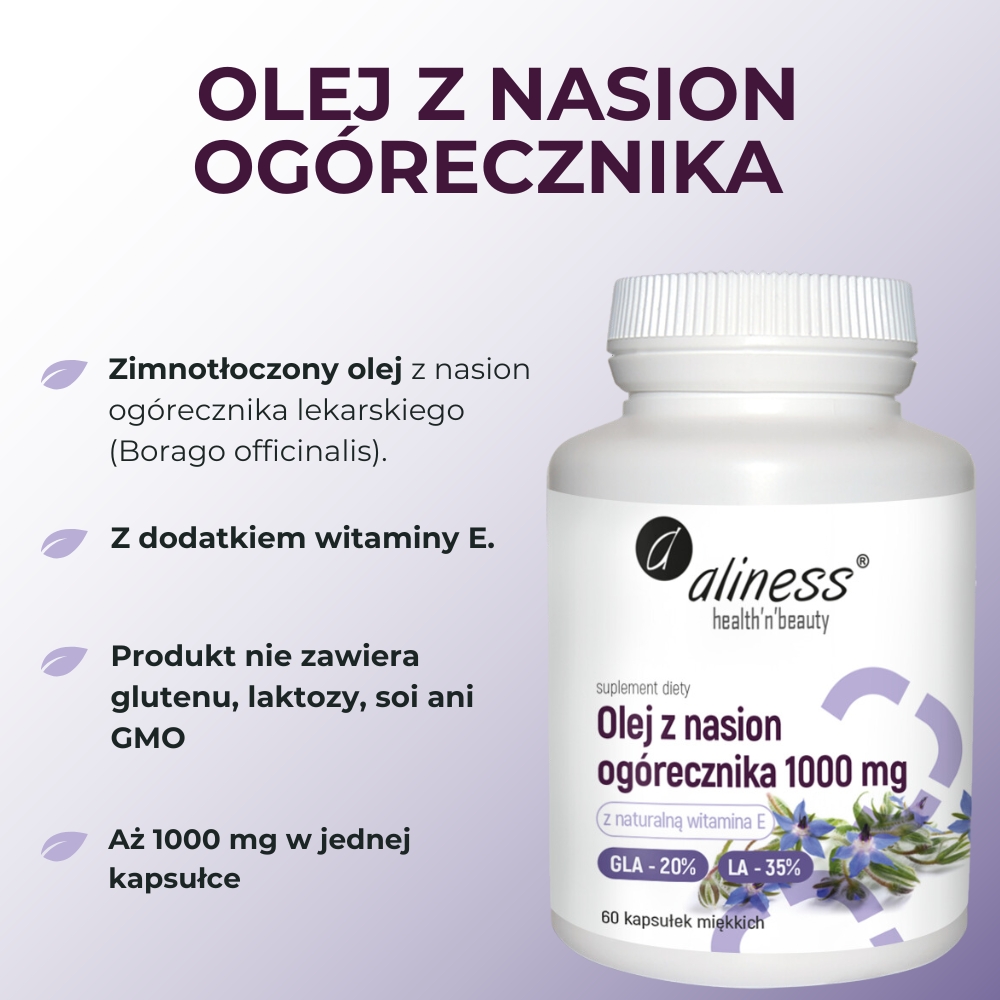 Aliness - Olej z nasion ogórecznika 1000 mg - 60 kapsułek