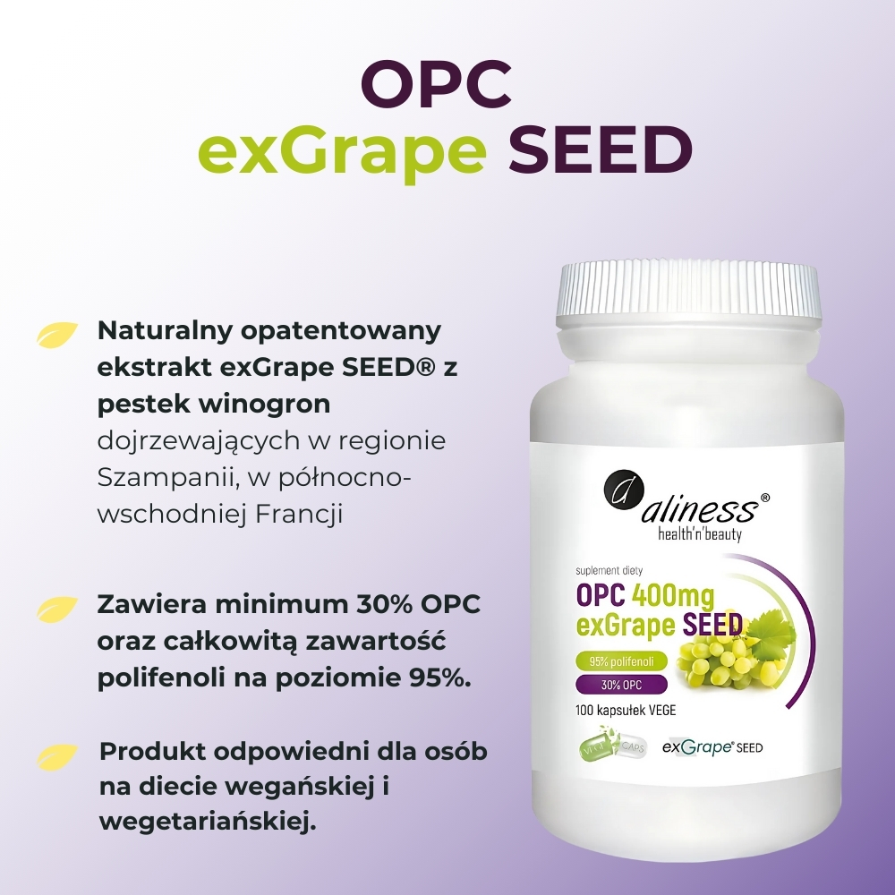 Aliness - OPC exGrapeSeeds 400 mg - 100 kapsułek