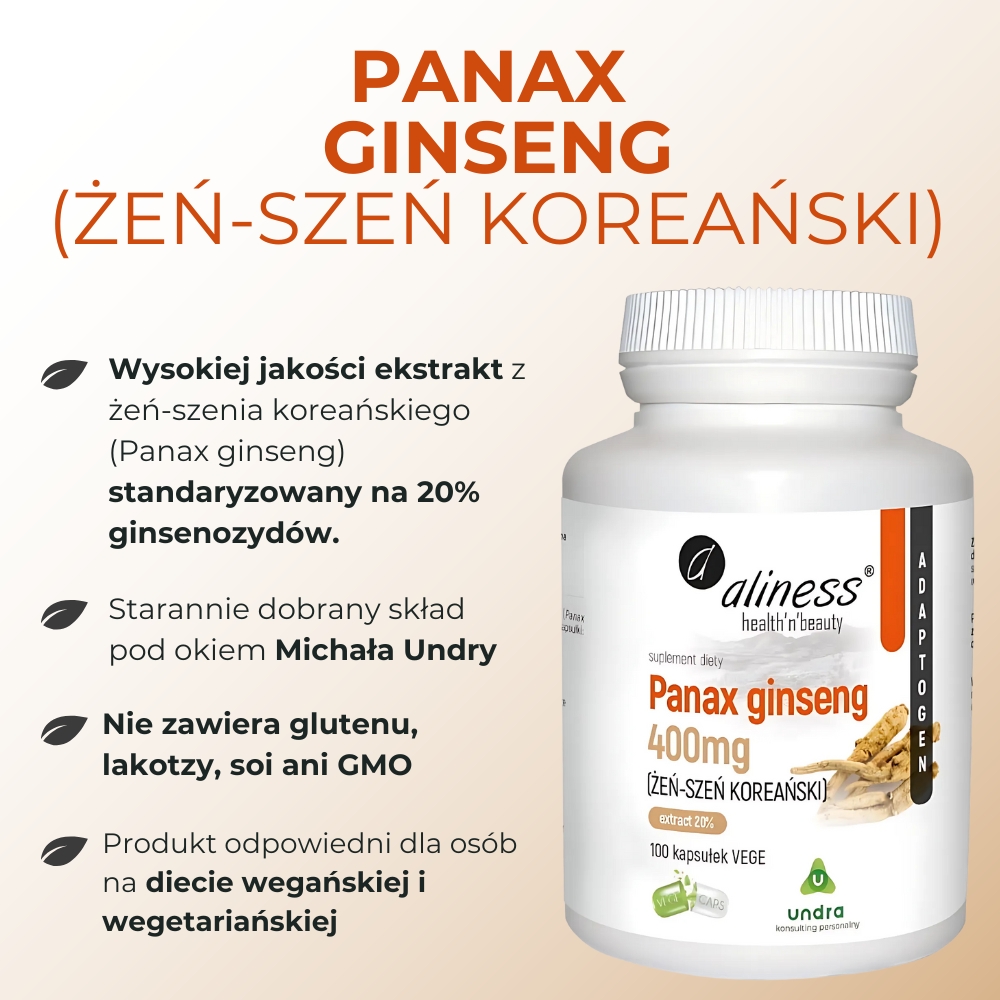 Aliness - Panax Ginseng 400 mg - 100 kapsułek