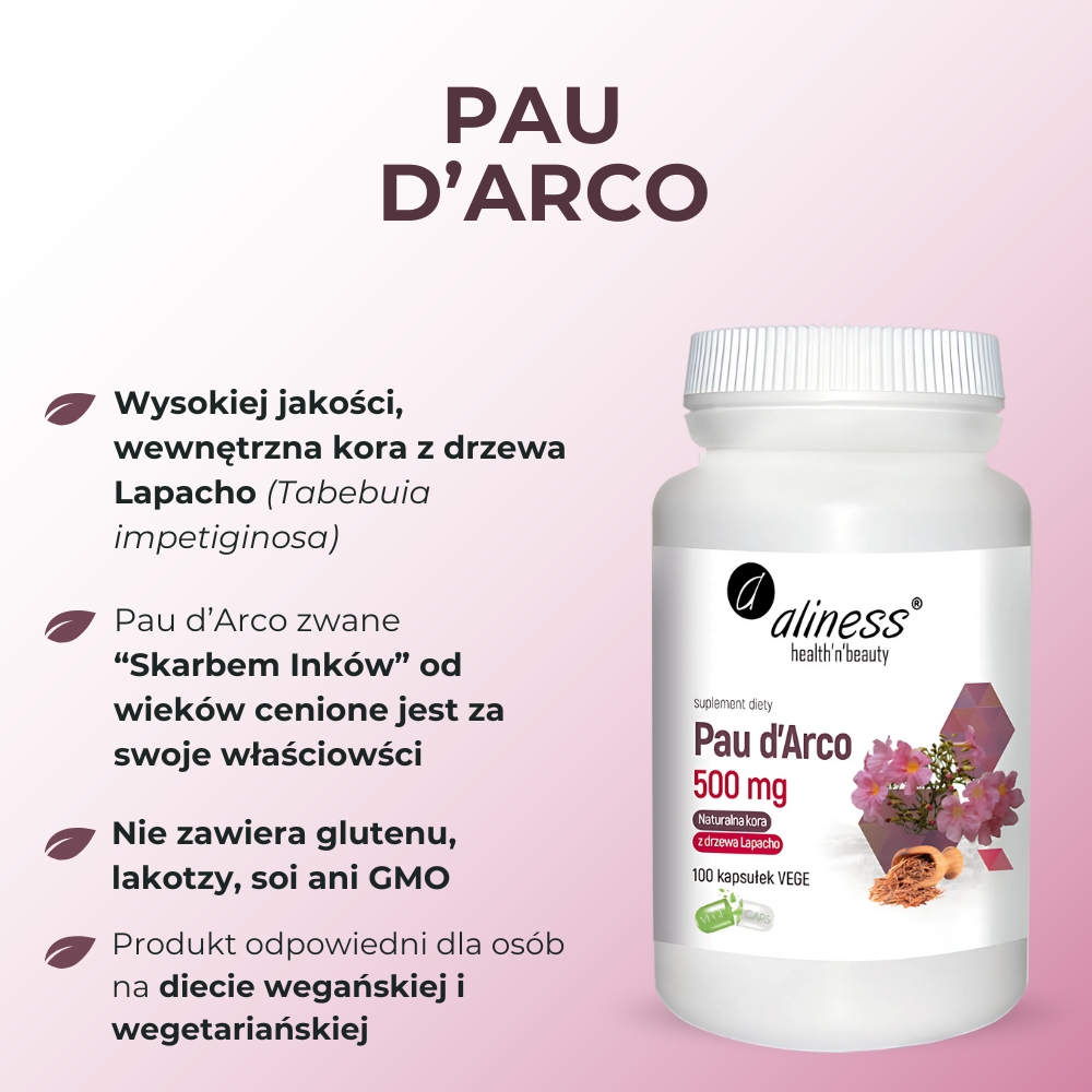 Aliness - Pau d’Arco (Lapacho) 500 mg - 100 kapsułek