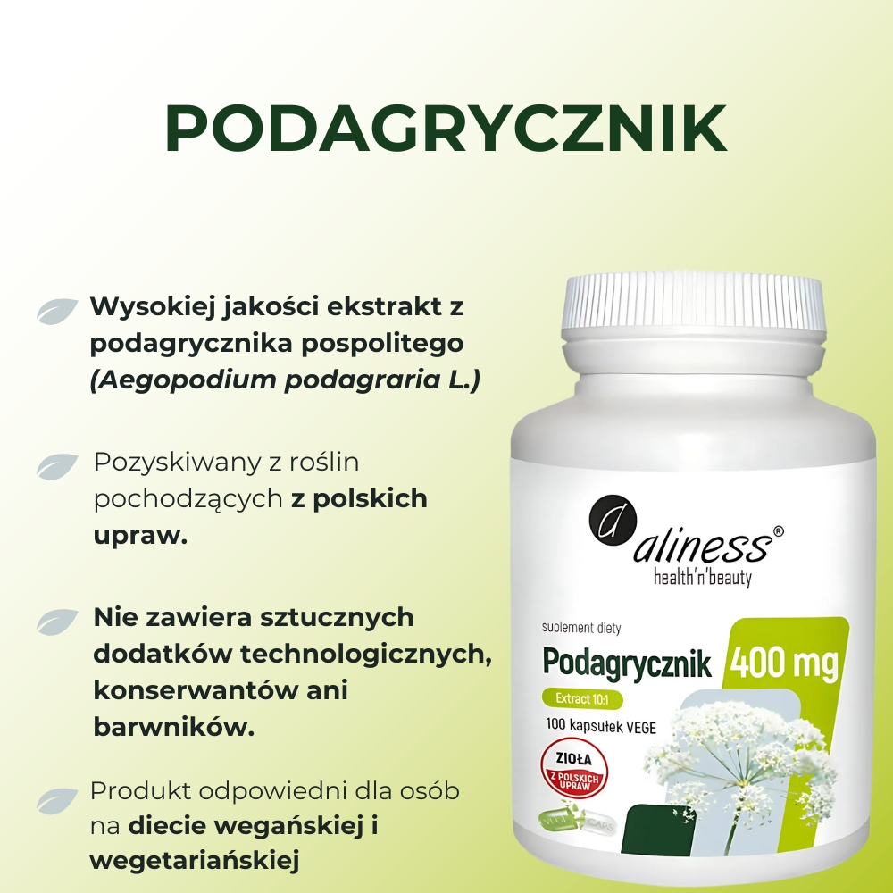 Aliness - Podagrycznik ekstrakt 10:1 400 mg - 100 kapsułek