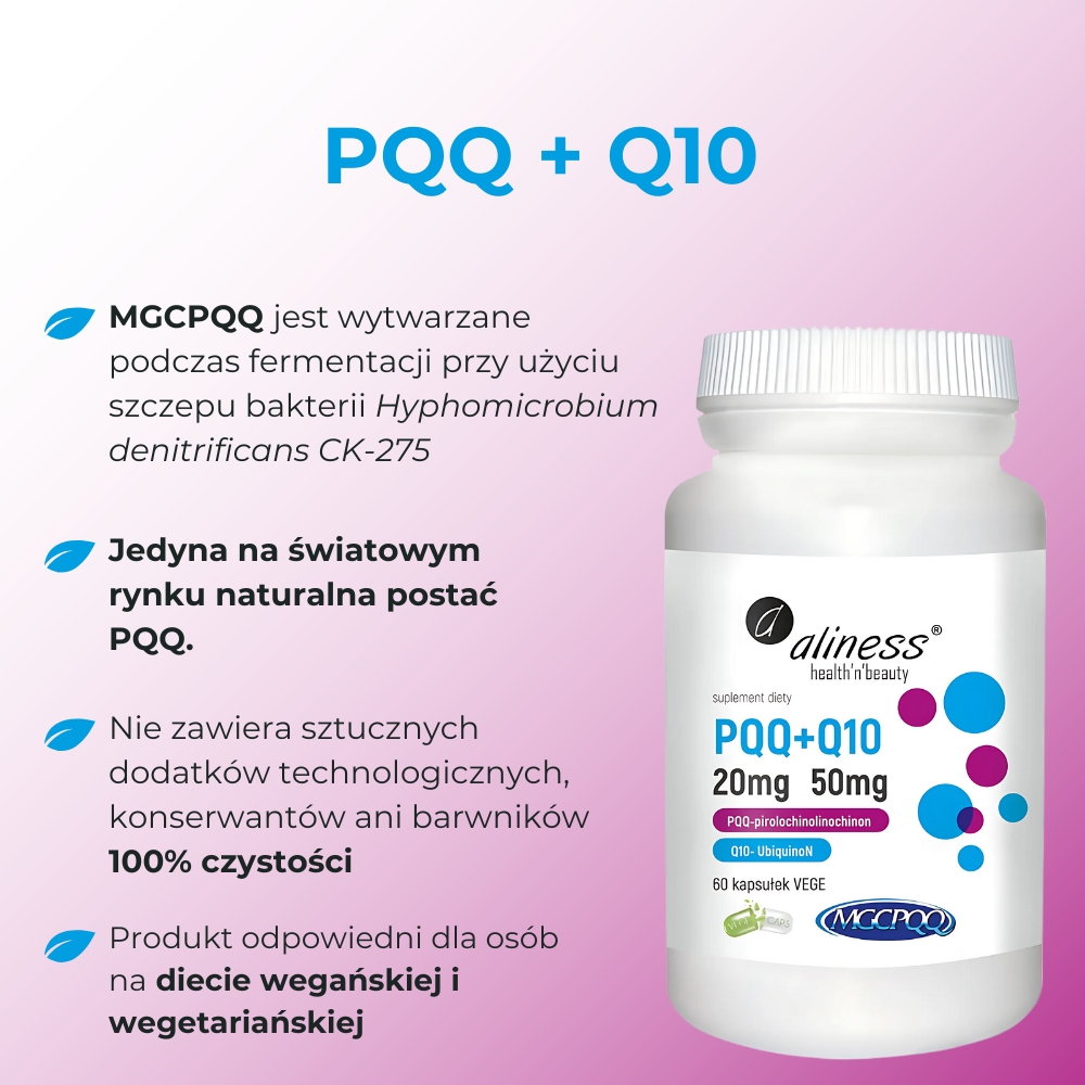 Aliness - PQQ MGCPQQ 20 mg + Q10 50 mg - 60 kapsułek