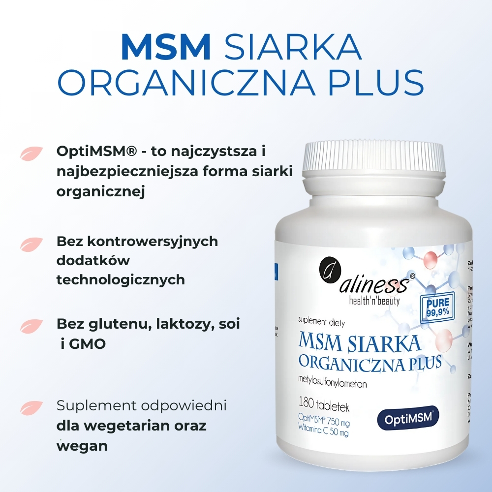 Aliness MSM Siarka Organiczna PLUS - 180 tabletek