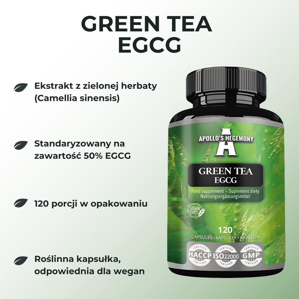 Apollo's Hegemony Green Tea EGCG - suplement diety na bazie ekstraktu z zielonej herbaty, wspierającego zdrowy metabolizm i dostarczającego silnych antyoksydantów.