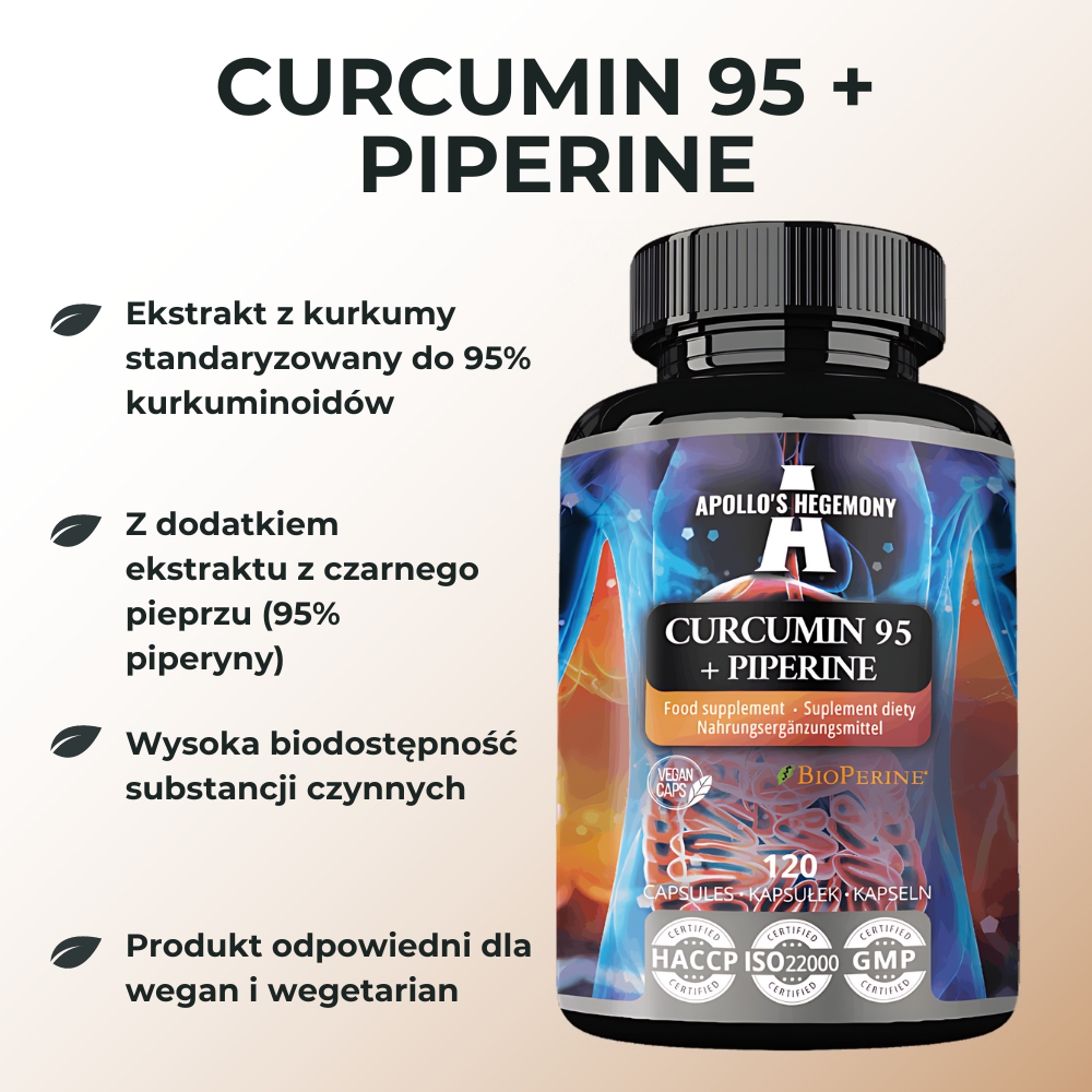 Apollo's Hegemony Curcumin 95 + Piperine - wsparcie dla zdrowia stawów i odporności