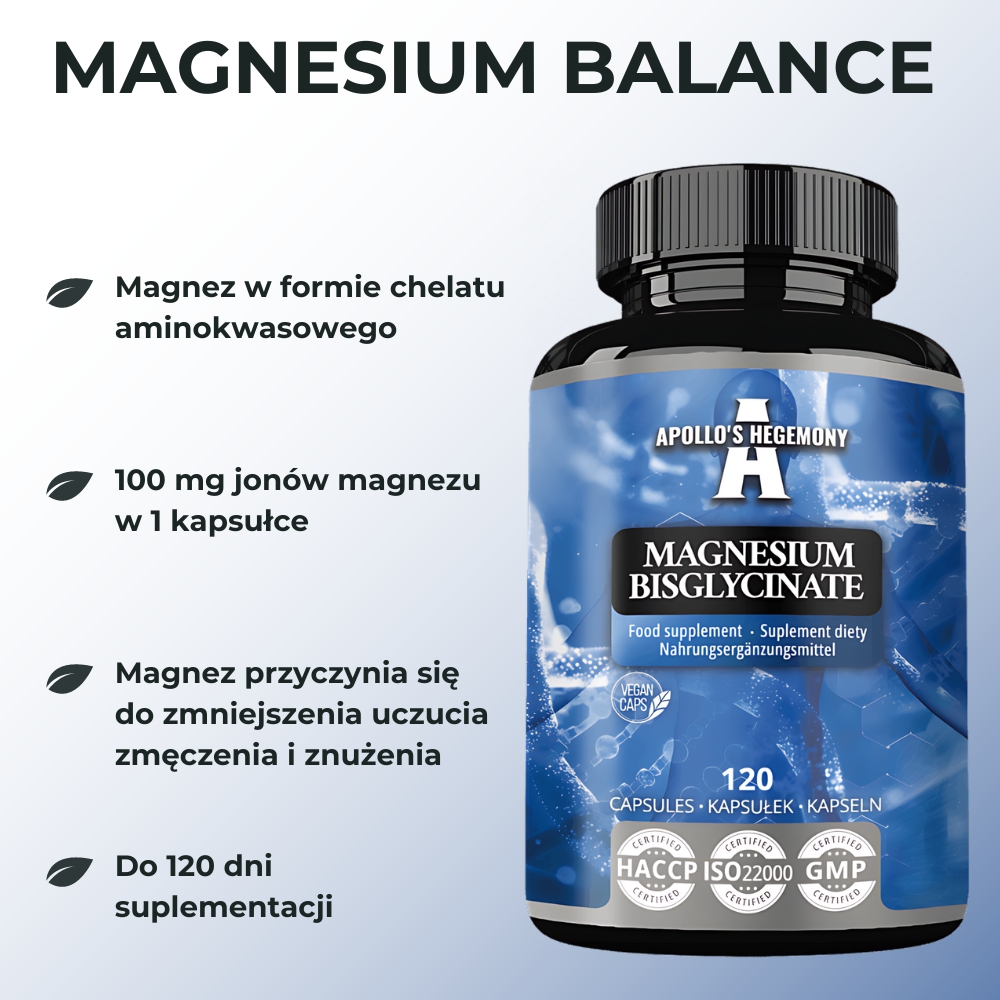 Apollo's Hegemony Magnesium Bisglycinate - Wsparcie dla zdrowia kości, mięśni i układu nerwowego