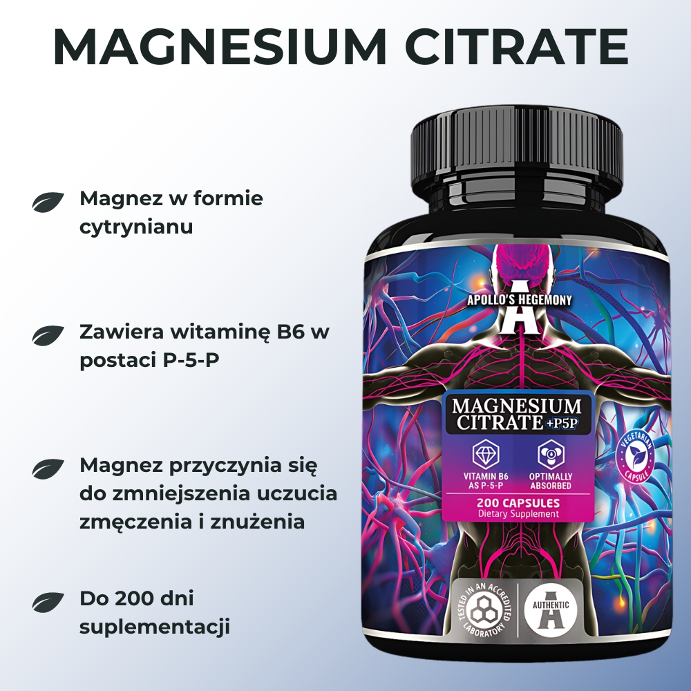 Apollo's Hegemony Magnesium Citrate + P5P - wsparcie układu nerwowego i mięśni