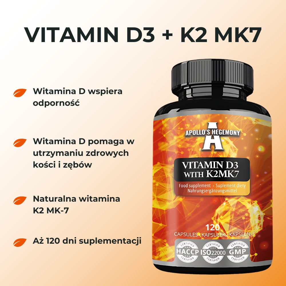 Apollo's Hegemony Vitamin D3 & K2 MK7 - Suplement diety