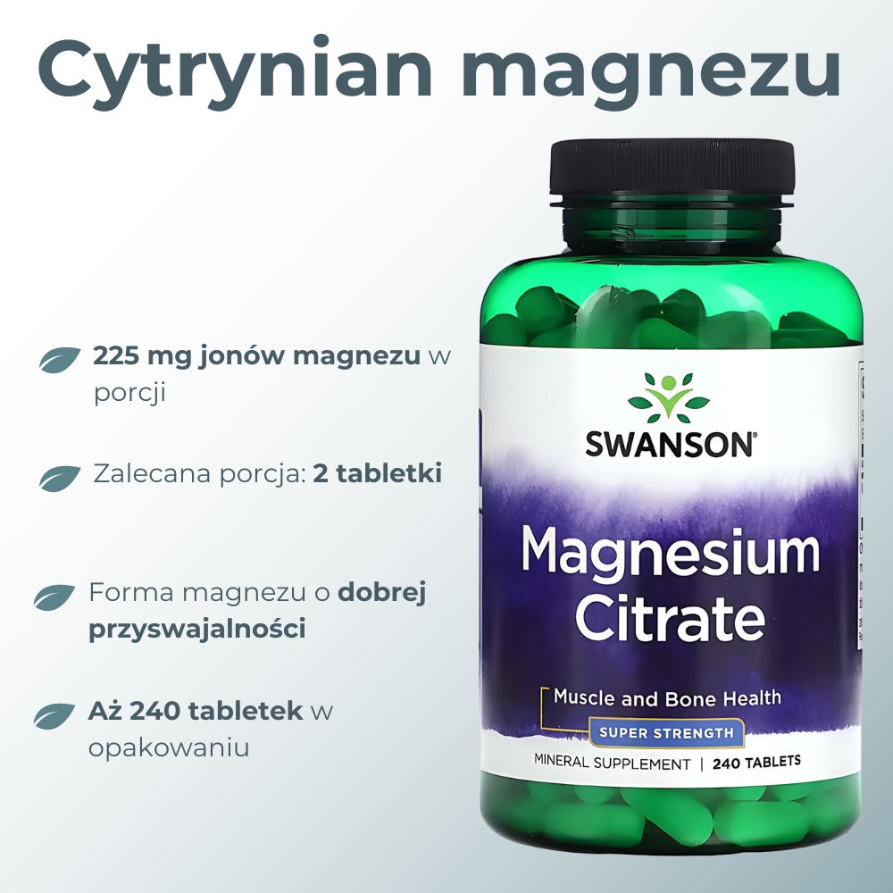 Swanson Magnesium Citrate 225 mg Super-Strength